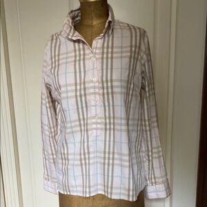 Burberry Plaid Shirt in Soft Pink and Tan
